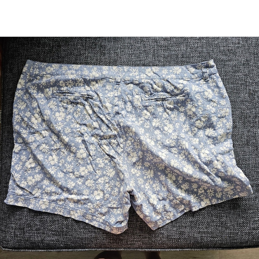 Old Navy Everyday Short Womens 22 Plus Blue Floral Linen Blend High Rise Good - Picture 2 of 7
